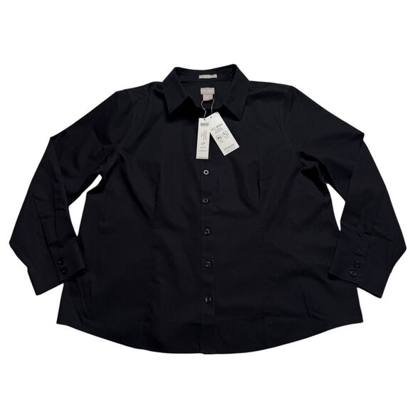 Chicos No Iron Coolmax All Season Technology Classic Shirt Black Sz 2P NWT - Picture 1 of 13